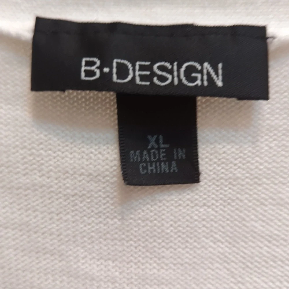 B*Design Women's White 3/4 Sleeve Cardigan Size XL 100% Cotton